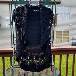 Women's Black Western Style Sweater Vest